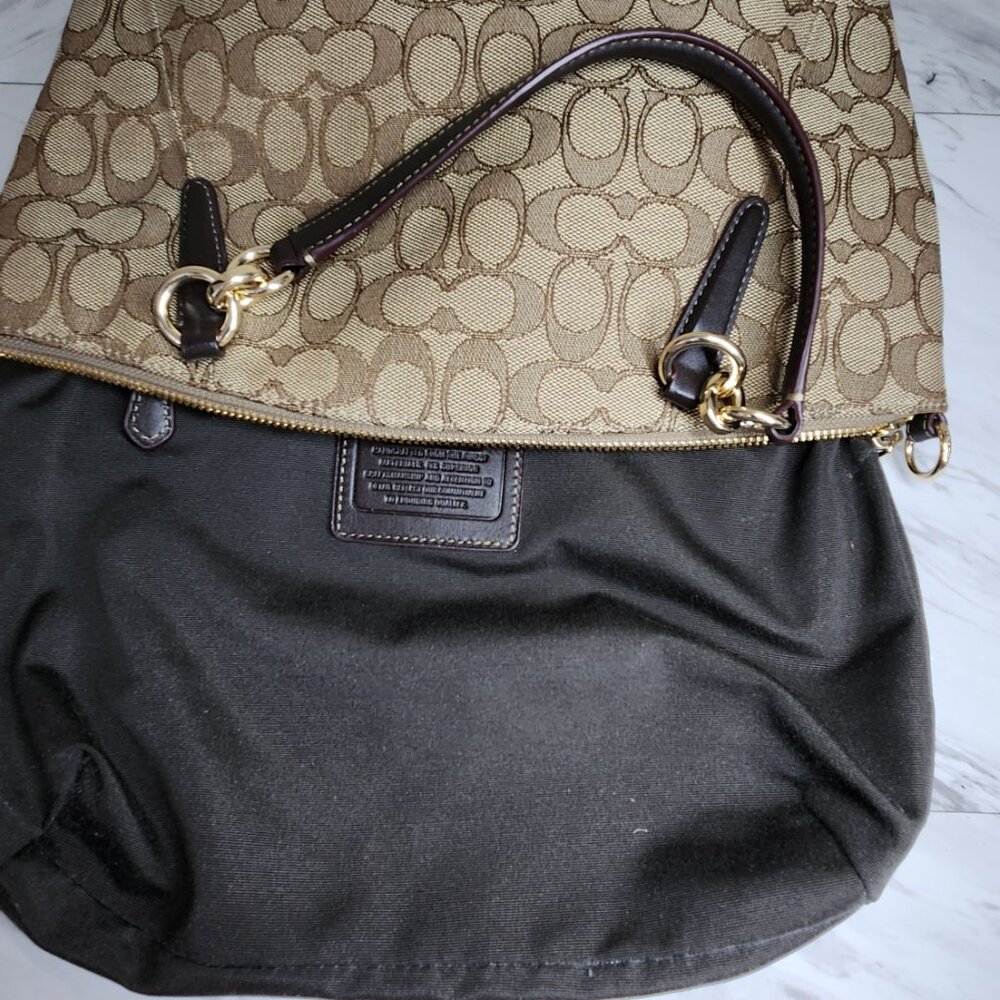 Coach Kelsey Jacquard Khaki Crossbody Bag Purse - Picture 15 of 16